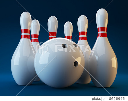 Bowling. 3D illustration on dark blue  background 8626946