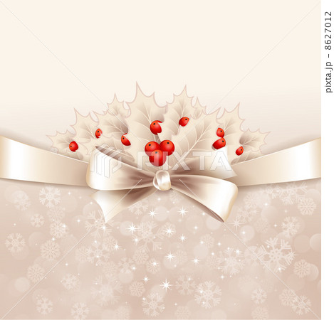 Vector christmas background with  bow and holly 8627012