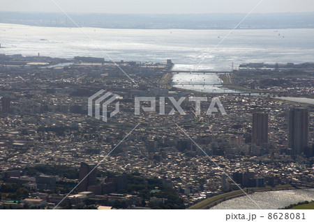 千葉県市川市上空から江戸川の河口と東京湾を空撮 千葉県市川市上空から江戸川の河口と東京湾を空撮 8628081