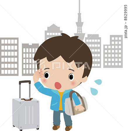 不慣れな東京で戸惑う若い男性 8629995