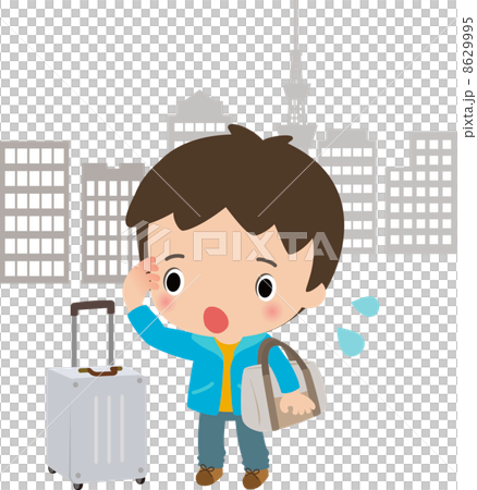 不慣れな東京で戸惑う若い男性 8629995