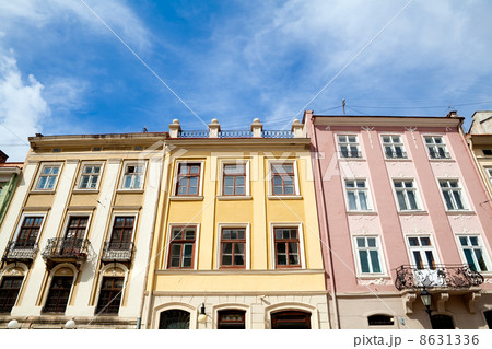 colorful buildings on Rynok Square in Lviv 8631336