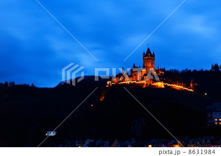 old castle in Cochem in dusk old castle in Cochem in dusk 8631984