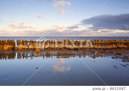 old wooden dike in Noeth sea old wooden dike in Noeth sea 8632087