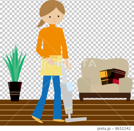 床のそうじ-女性 床のそうじ-女性 8632242