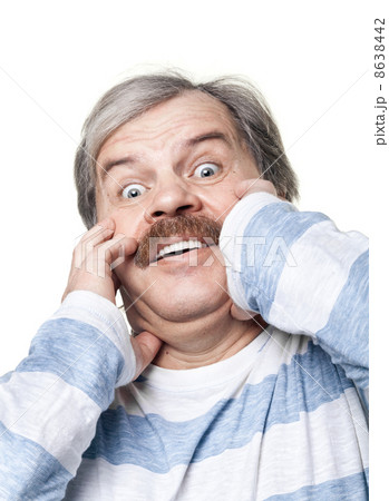 scared mature man portrait isolated on white background scared mature man portrait isolated on white background 8638442