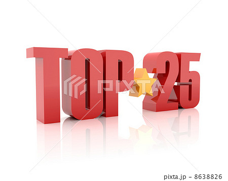 Top twenty-five red word  isolated on white background. 3D illustration. 8638826