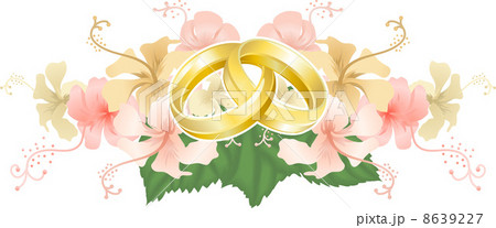Wedding designg intertwined wedding rings and hibiscus Wedding designg intertwined wedding rings and hibiscus 8639227
