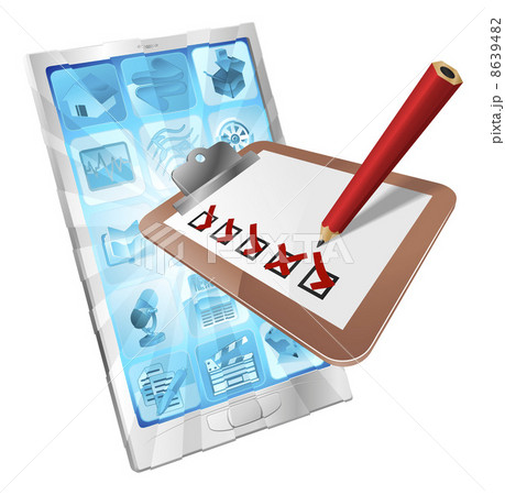 Online survey phone app clipboard concept 8639482