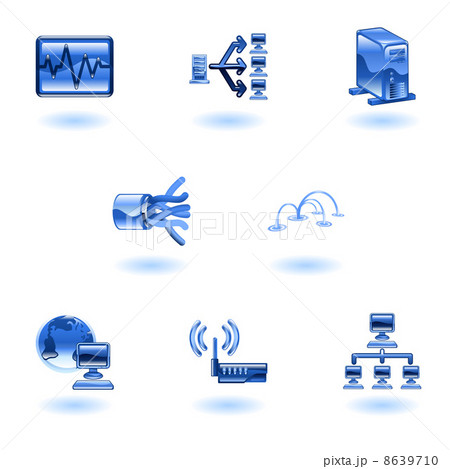 Glossy Computer Network Icon Set 8639710