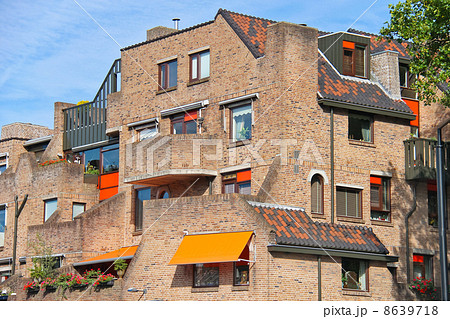 Facade of a beautiful building in the Dutch city  Dordrecht, Ne 8639718