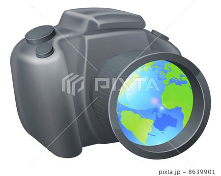 Camera globe concept Camera globe concept 8639901