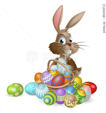 Easter bunny rabbit with Easter eggs basket Easter bunny rabbit with Easter eggs basket 8640052
