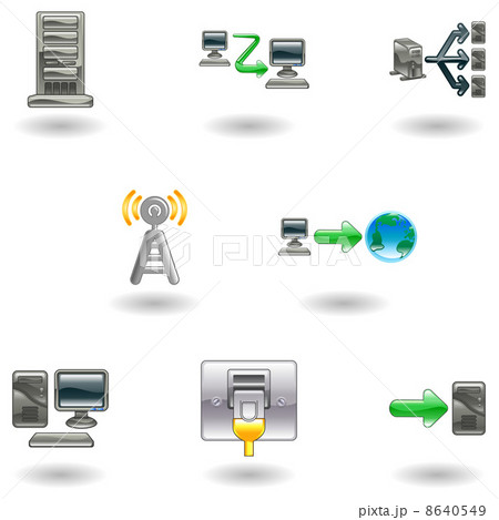 Glossy Computer Network Icon Set 8640549