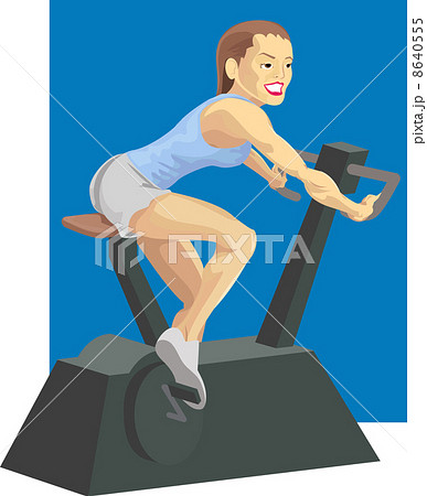 woman on exercise bike 8640555