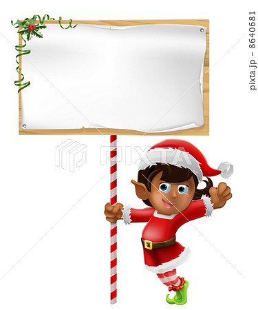 Christmas elf holding a sign 8640681