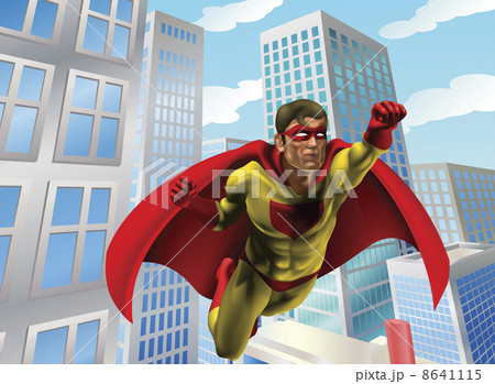Superhero flying through city Superhero flying through city 8641115