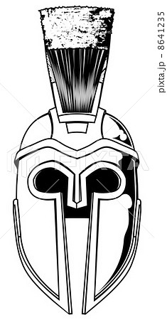 Monochrome Spartan helmet illustration 8641235