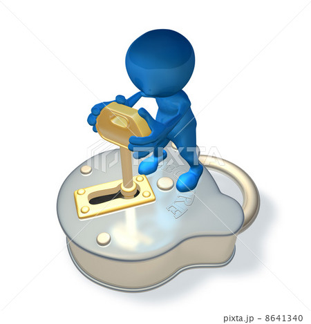 3d character with padlock and key 8641340