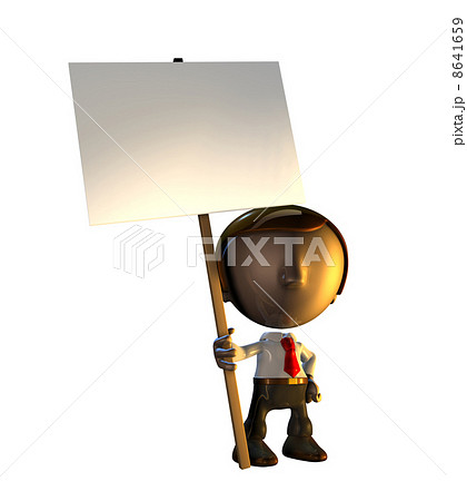 3d business man character standing holding sign 3d business man character standing holding sign 8641659