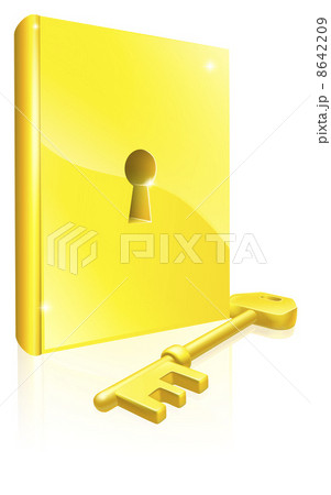 Gold locked book key concept 8642209