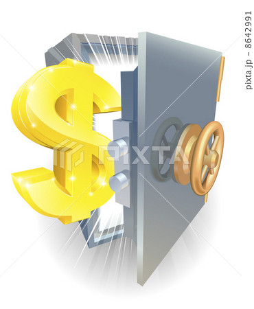 Safe with gold dollar sign Safe with gold dollar sign 8642991