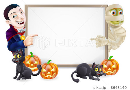 Halloween Sign with Mummy and Dracula Halloween Sign with Mummy and Dracula 8643140