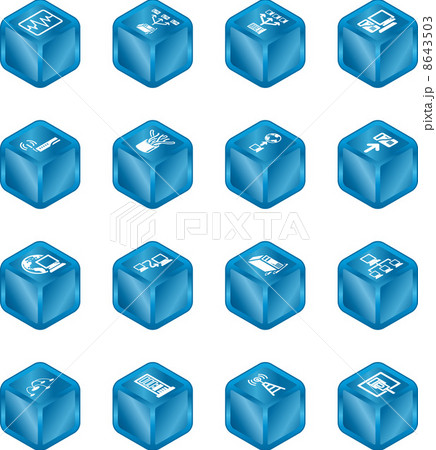 Network Computing Cube Icons Series Set. 8643503