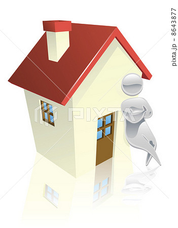 Metallic character leaning on house Metallic character leaning on house 8643877