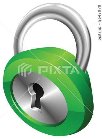Shiny glossy green security padlock vector illustration 8643979