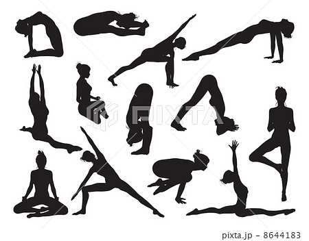 Yoga pose women silhouettes Yoga pose women silhouettes 8644183