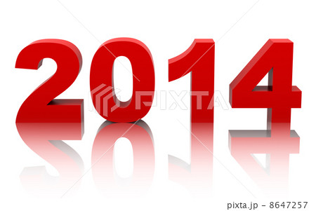 new year 2014 with reflection isolated on white background 8647257