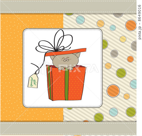 funny birthday card with little cat 8649016