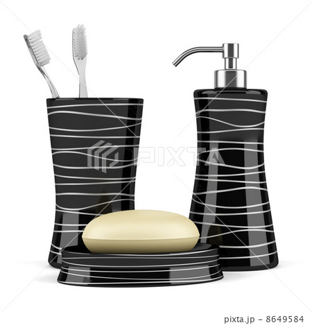 soap and toothbrushes isolated on white background 8649584