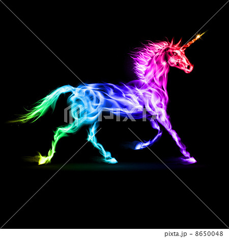 Colorful fire unicorn. 8650048
