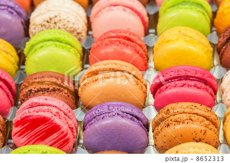 traditional french colorful macarons in a box 8652313