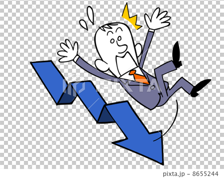 下降する矢印と転倒するビジネスマン  8655244