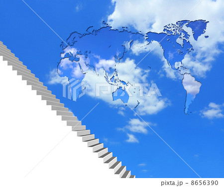 世界地図 無限階段を上るのイラスト素材