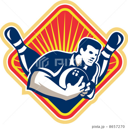 Bowler Pose Bowling Ball Pins Retro 8657270