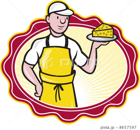 Cheesemaker Holding Plate of Cheese Cheesemaker Holding Plate of Cheese 8657597