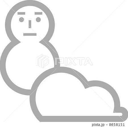 天気予報の雪時々曇りのマークのイラスト素材