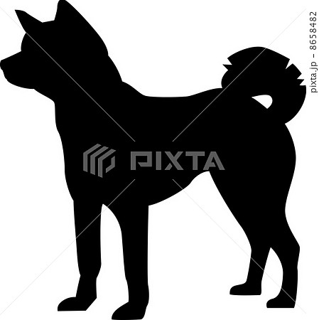 秋田犬のシルエットのイラスト素材