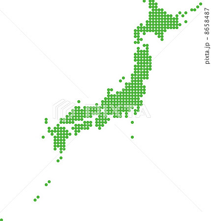 丸ドットの日本地図のイラスト素材