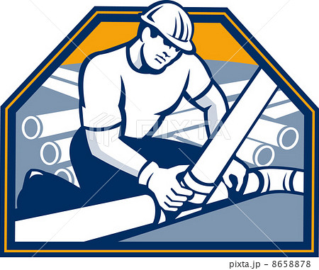 Drainlayer Worker Laying Pipes Retro 8658878