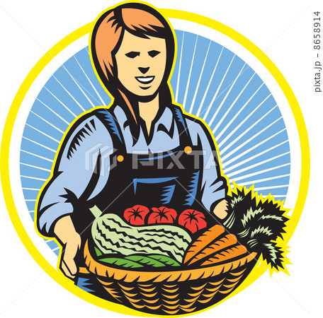 Organic Farmer Farm Produce Harvest Retro Organic Farmer Farm Produce Harvest Retro 8658914