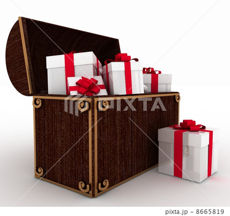 open treasure chest with gift boxes open treasure chest with gift boxes 8665819