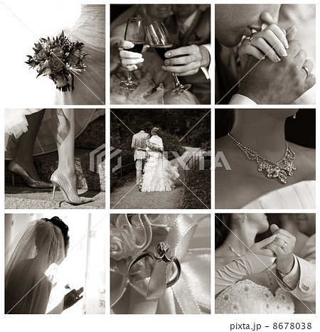 Collage of nine wedding photos Collage of nine wedding photos 8678038