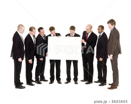 Group of men with a clean sign 8683605