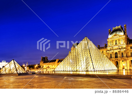 PARIS - SEPTEMBER 17. Glass pyramid and the Louvre museum on Sep 8686446