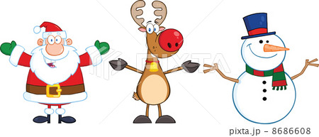Santa Claus,Reindeer And Snowman  8686608